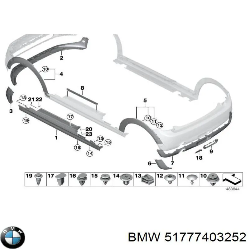 Купити 51777403252 BMW Розширювач передньої арки колеса, правий