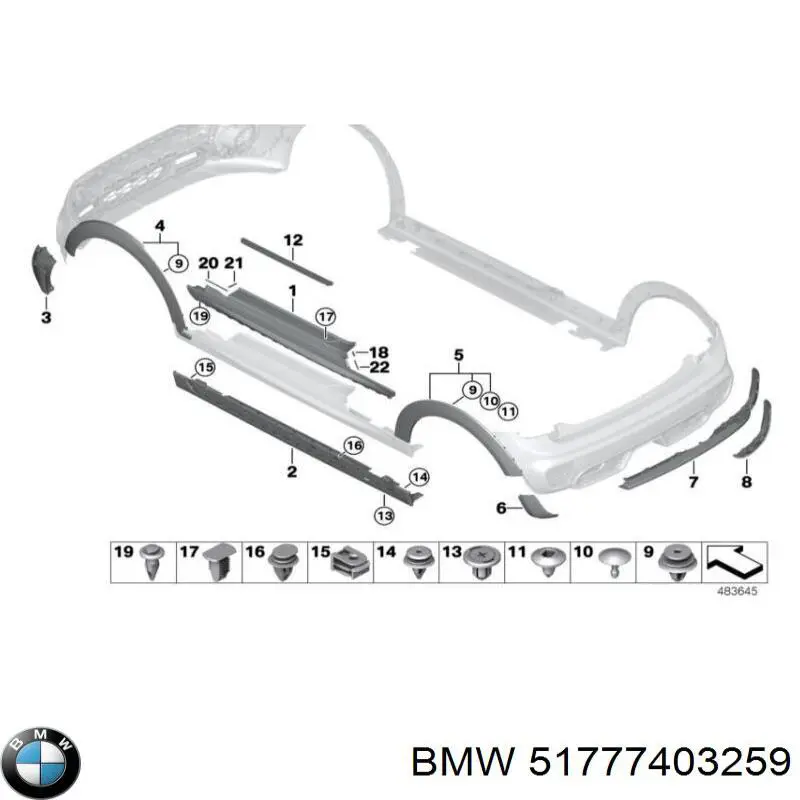 51777403259 BMW Розширювач/накладка арки переднього крила, лівий