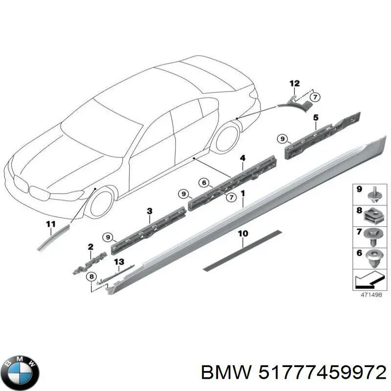Накладка зовнішня (молдинг) порога, правий BMW 51777459972 ціна, від 138.89 USD