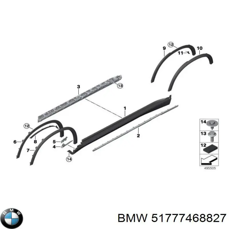 51777468827 BMW Розширювач заднього крила, лівий