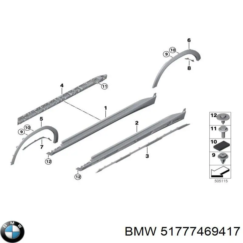 Розширювач задньої арки колеса, лівий BMW 51777469417 ціна, від 222.44 USD