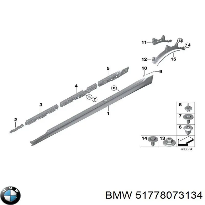  Накладка зовнішня (молдинг) порога, правий BMW 5 