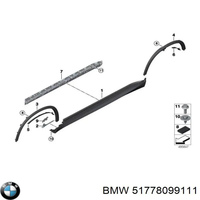 51778099111 BMW Накладка зовнішня (молдинг) порога, лівий