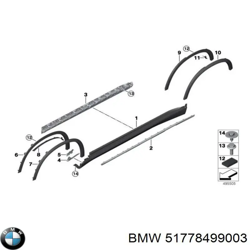 51778499003 BMW Розширювач/накладка арки переднього крила, лівий