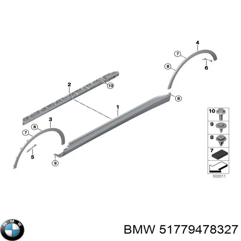 Накладка зовнішня (молдинг) порога, лівий BMW 51779478327 ціна, від 112.50 USD