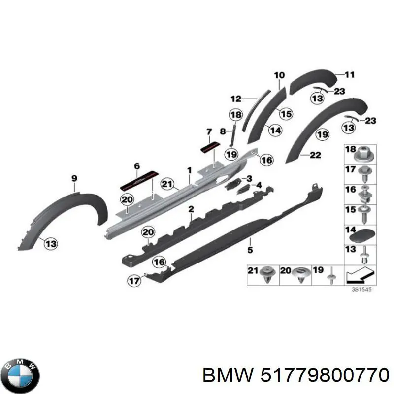 Купити 51779800770 BMW Розширювач заднього крила, правий