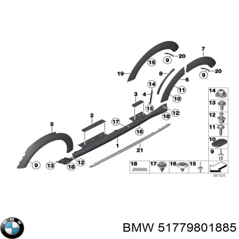 51779801885 BMW Розширювач заднього крила, лівий