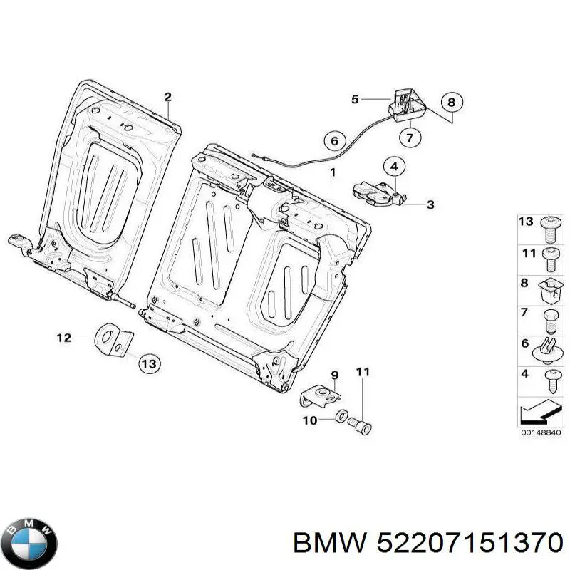 52207151370 BMW Блок кнопок механізму регулювання сидінь, правий