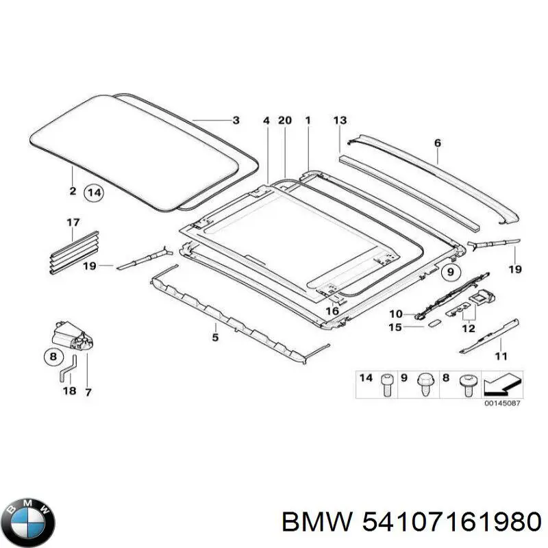 Скло люка даху BMW 54107161980 ціна, від 920.16 USD