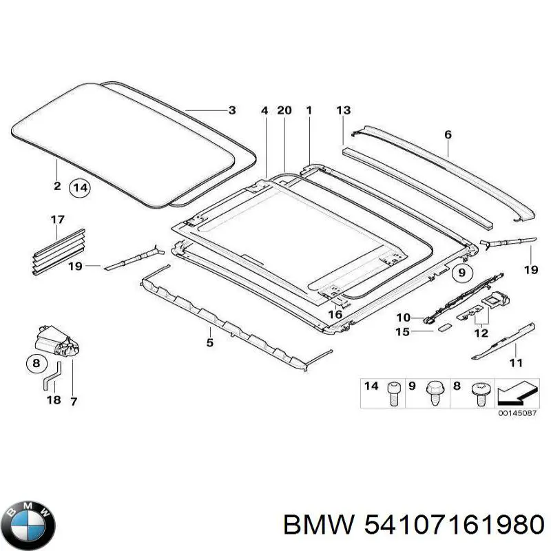54107161980 BMW Скло люка даху