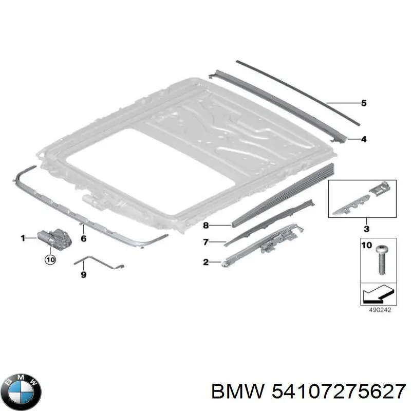 54107275627 BMW Скло люка даху
