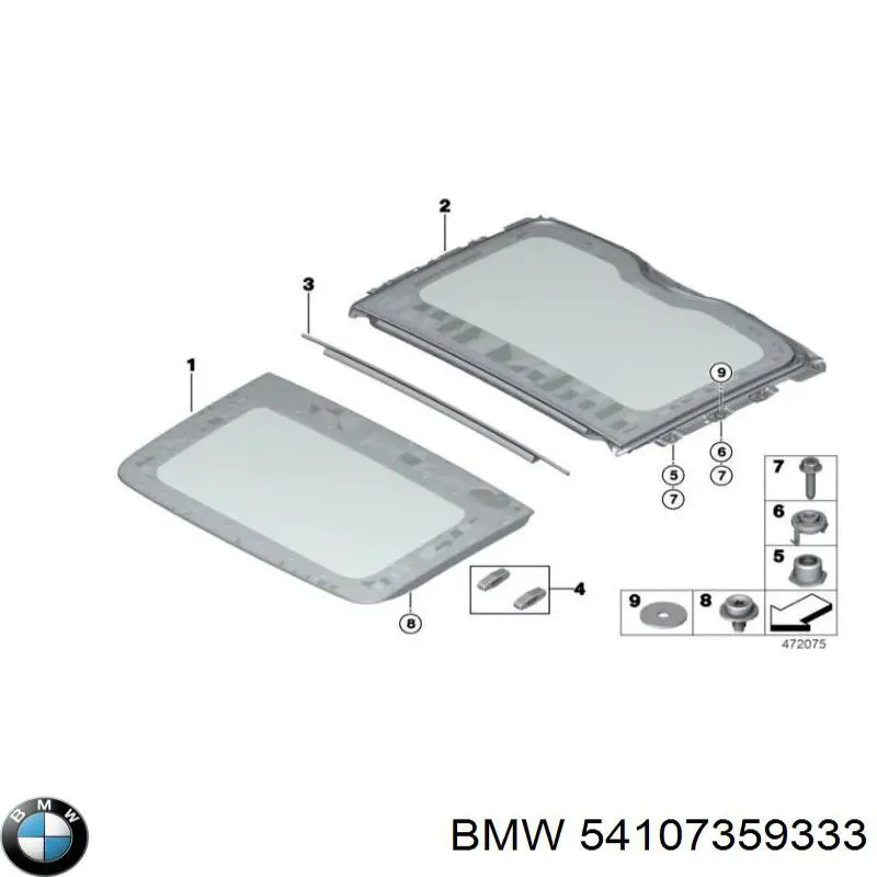 Кришка люка даху, задня BMW 54107359333 ціна, від 359.91 USD