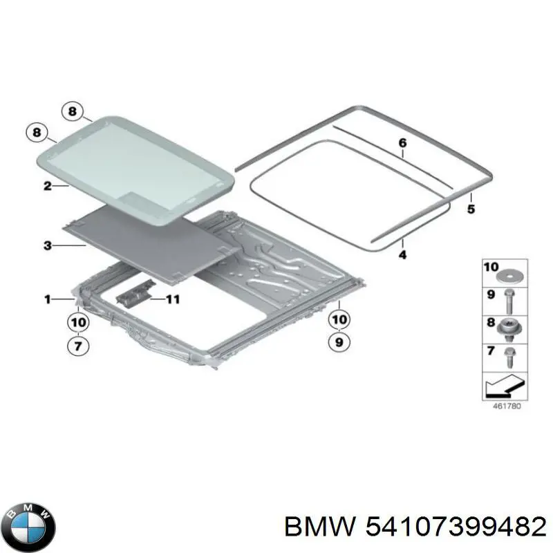 54107399482 BMW Скло люка даху