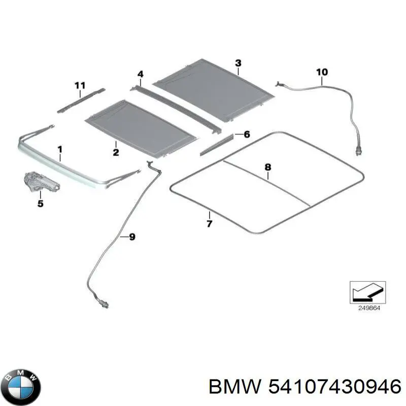 Молдинг даху, лівий BMW 54107430946 ціна, від 58.92 USD