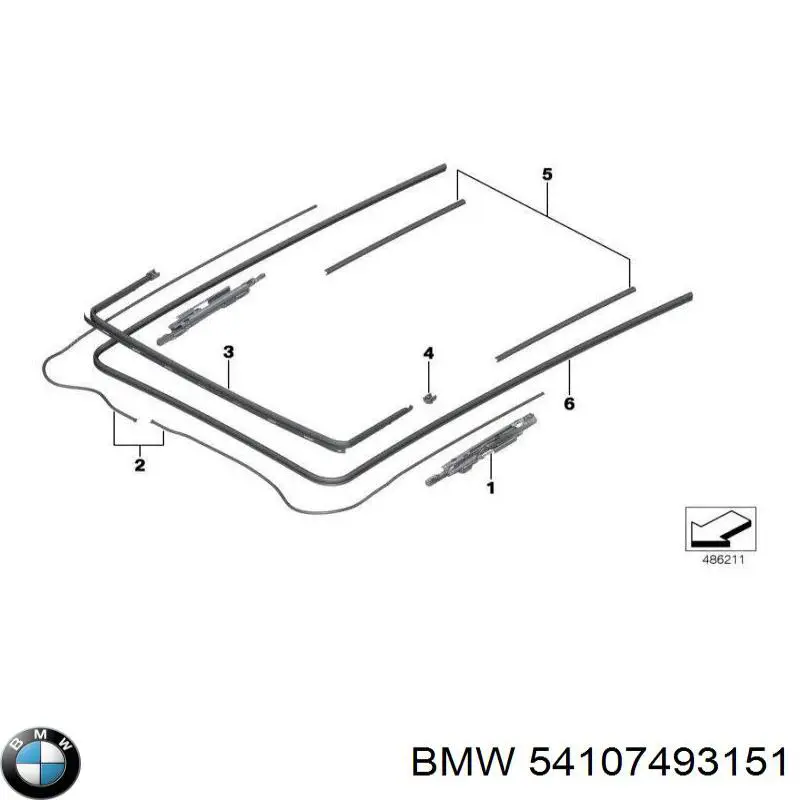 Ущільнювач люка даху BMW 54107493151 ціна, від 88.60 USD