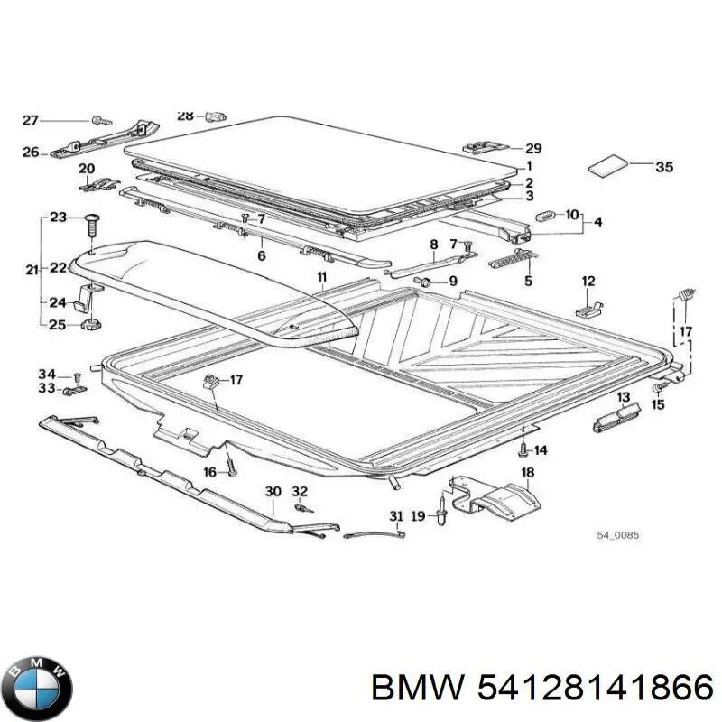 Купити 54128141866 BMW Скло люка даху