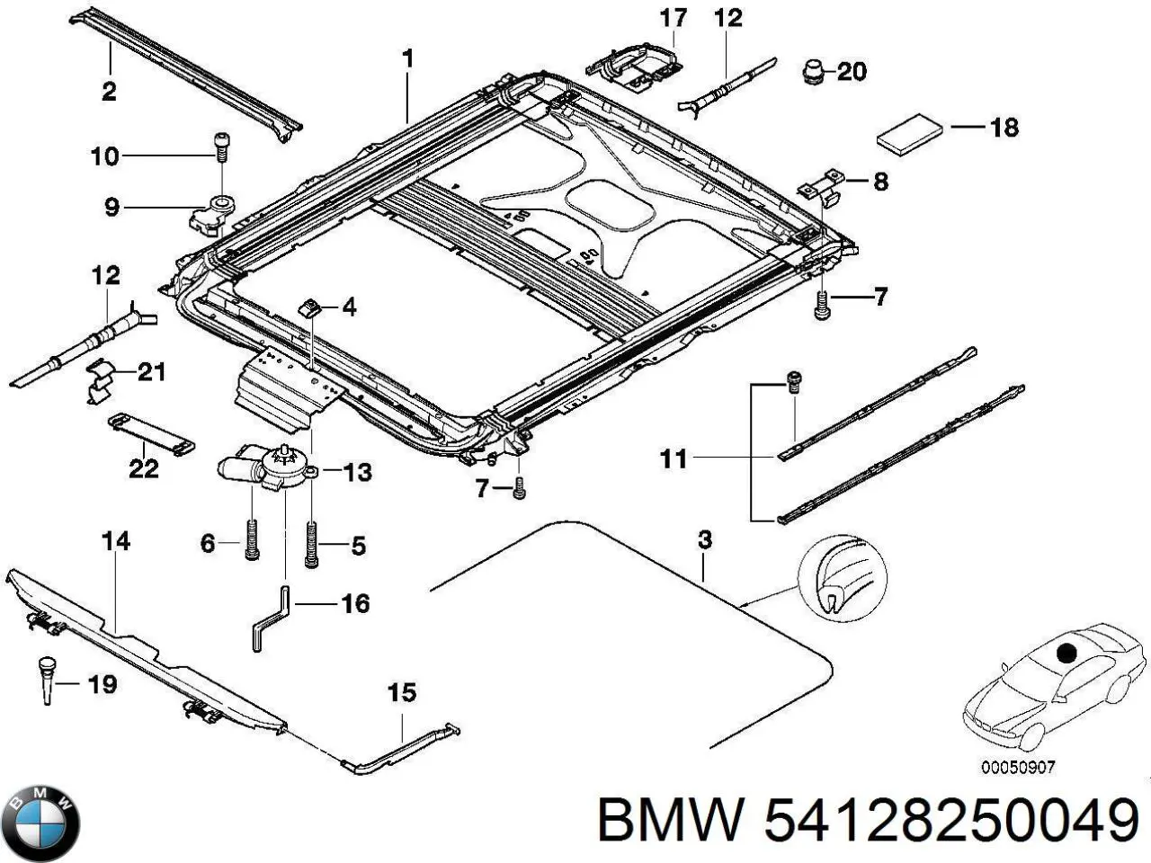 Купити 54128250049 BMW Люк в зборі