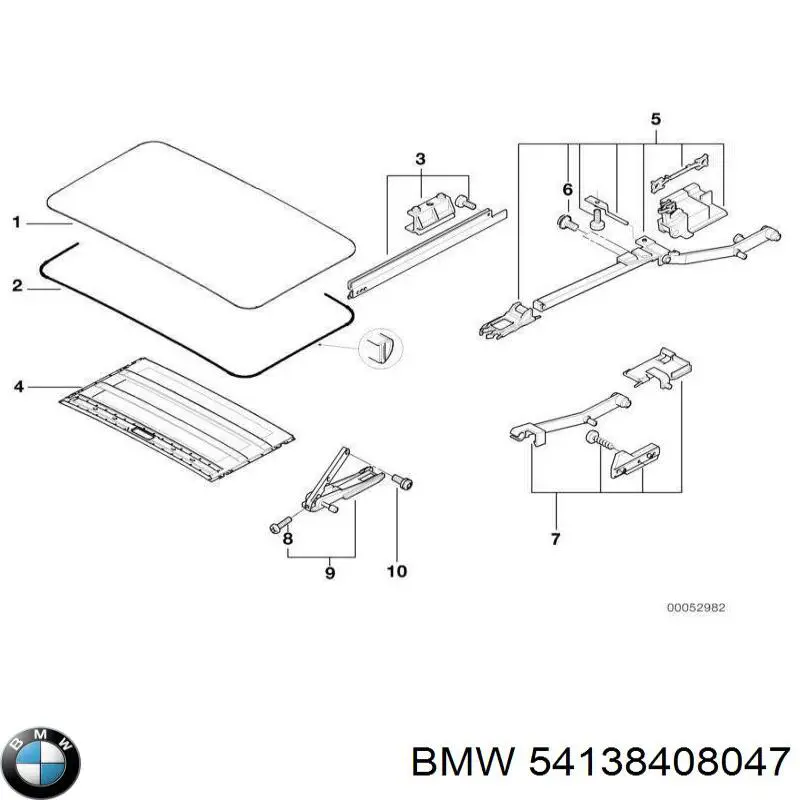 54138408047 BMW Скло люка даху