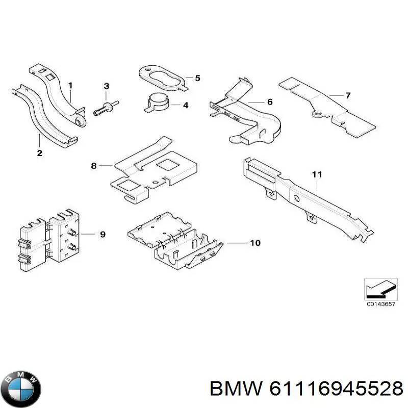 Пістон (кліп) кріплення решітки радіатора охолодження BMW 61116945528 ціна, від 1.88 USD