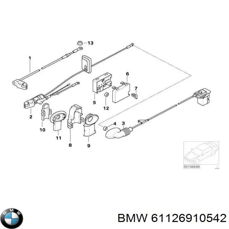 61126910542 BMW Кабель плюсової клеми акумулятора (АКБ)