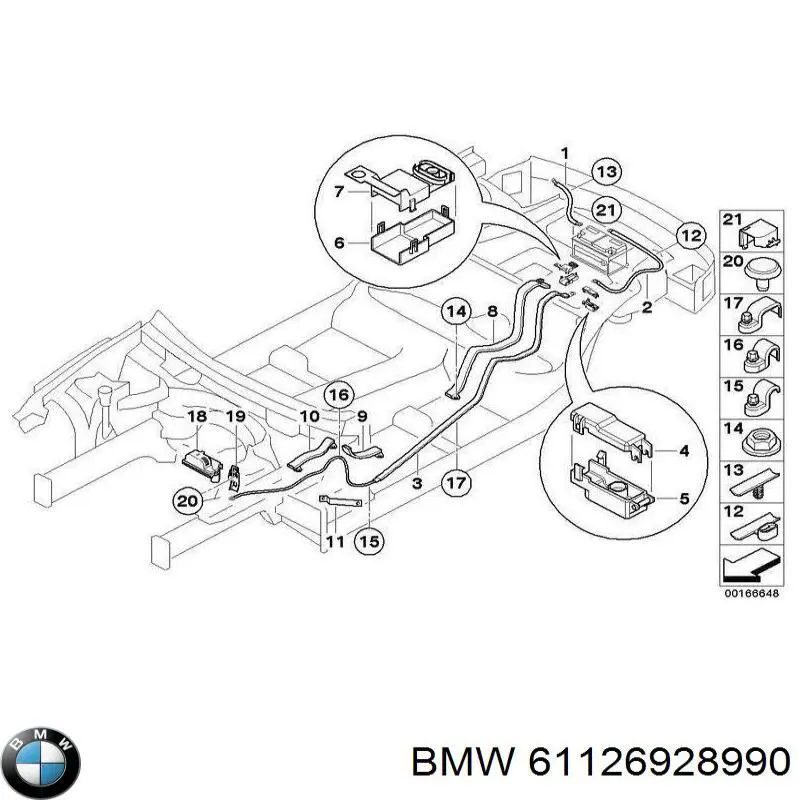 Кабель плюсової клеми акумулятора (АКБ) BMW 61126928990 ціна, від 381.36 USD