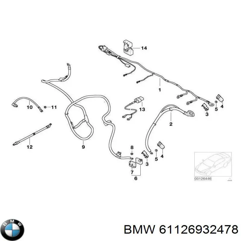61126932478 BMW Кабель плюсової клеми акумулятора (АКБ)