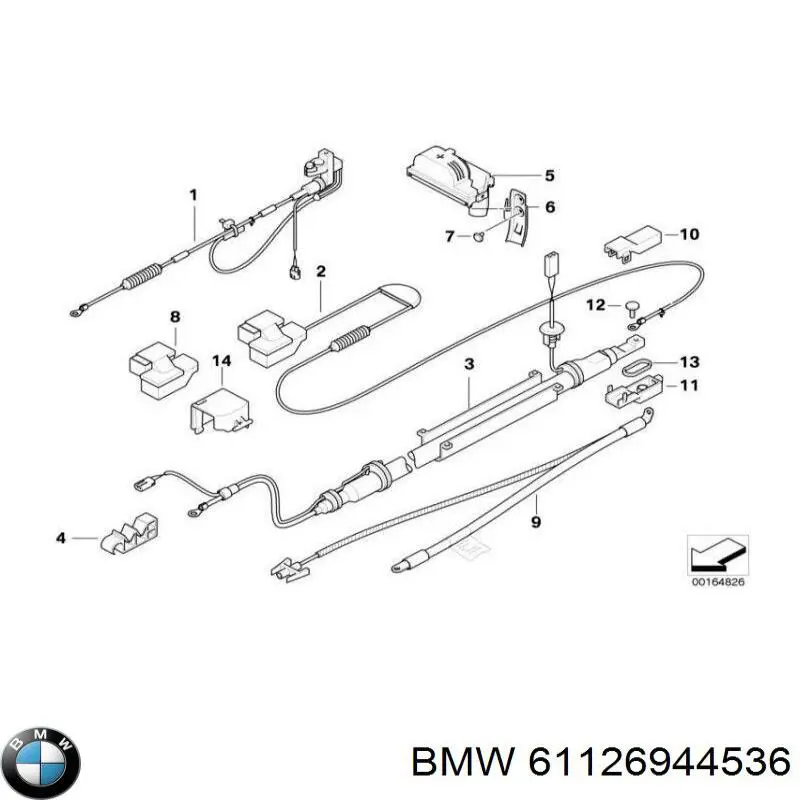 61126944536 BMW Кабель плюсової клеми акумулятора (АКБ)