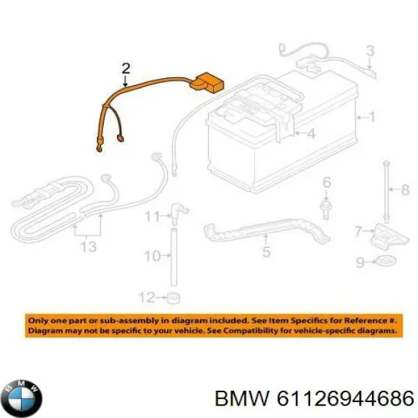 61129132250 BMW Кабель маси акумулятора (АКБ)