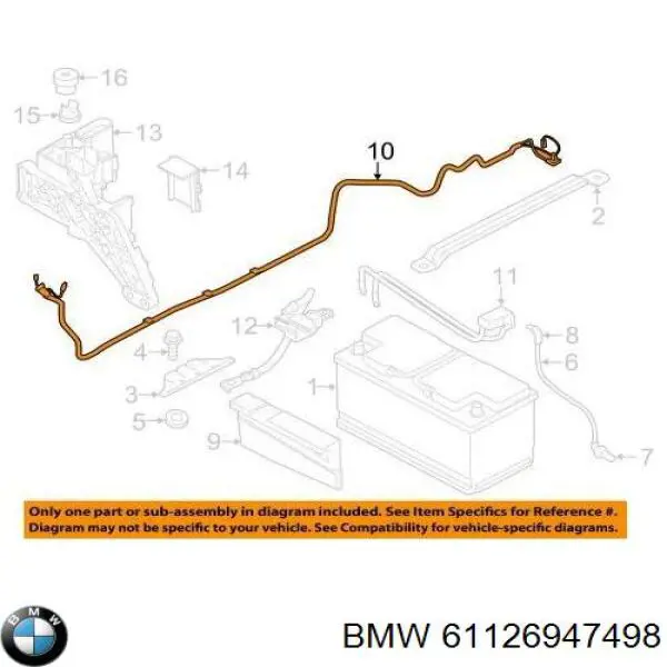 Купити 61126947498 BMW Кабель маси акумулятора (АКБ)