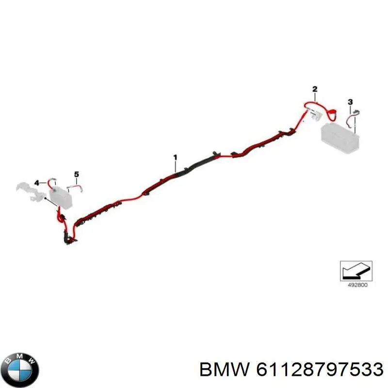 Кабель плюсової клеми акумулятора (АКБ) BMW 61129107461 ціна, від 62.06 USD