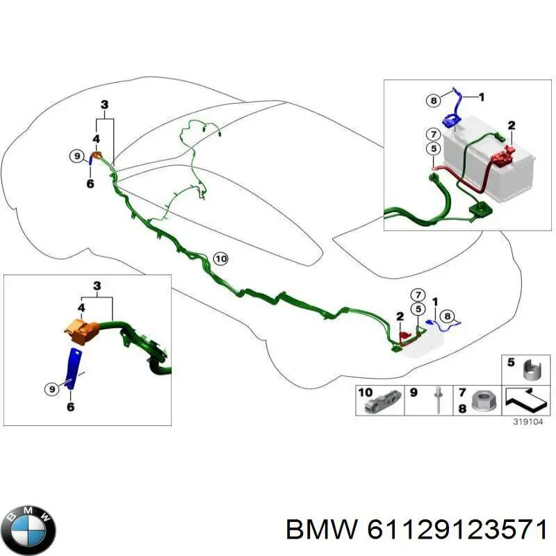 9123571 BMW Кабель плюсової клеми акумулятора (АКБ)