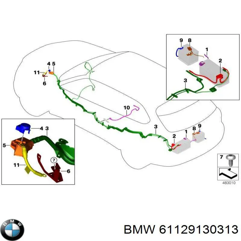 61129130313 BMW Кабель плюсової клеми акумулятора (АКБ)