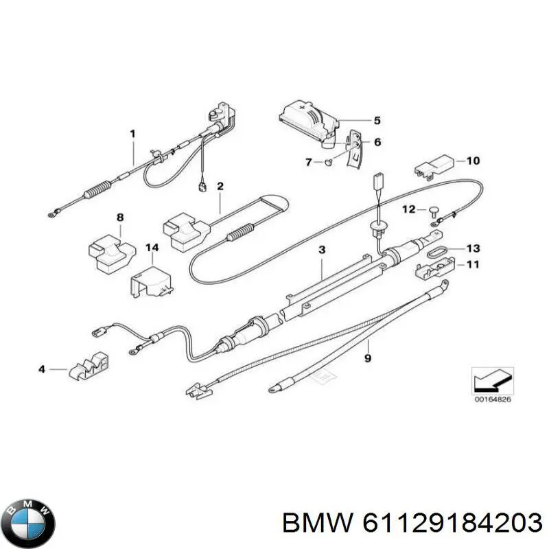 61129184203 BMW кабель маси акумулятора (акб)