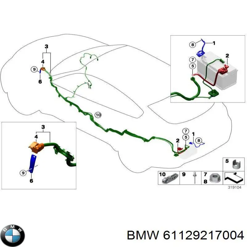 61129217004 BMW кабель плюсової клеми акумулятора (акб)