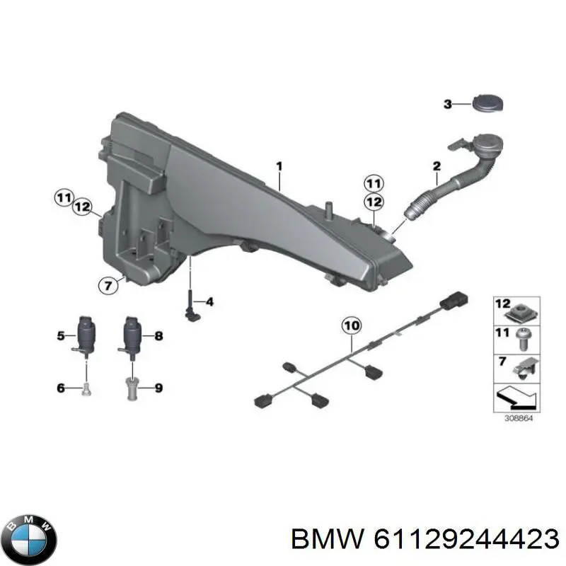 Купити 61129244423 BMW Кабель/дріт парктроника бампера, переднього