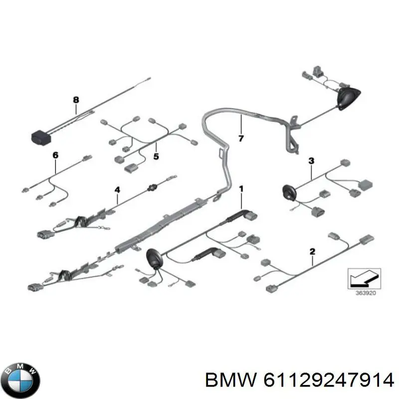 Електропроводка заднього гальмівного супорта BMW 61129247914 ціна, від 12.46 USD