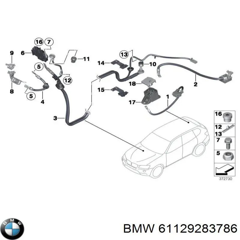 61129283786 BMW Кабель плюсової клеми акумулятора (АКБ)