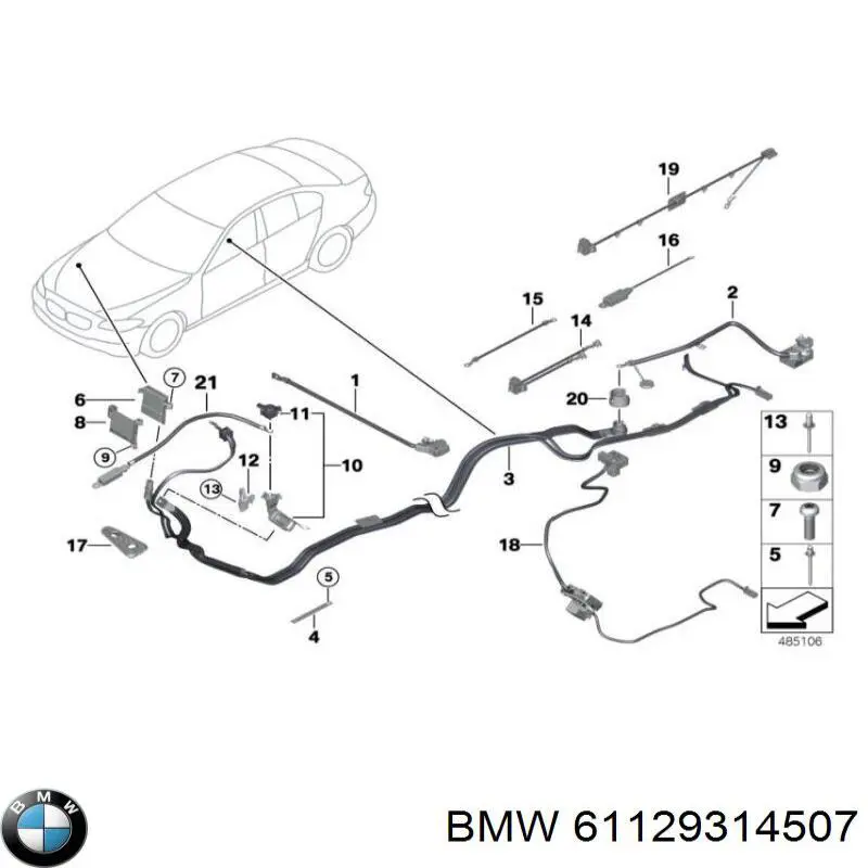 61129348288 BMW Кабель плюсової клеми акумулятора (АКБ)