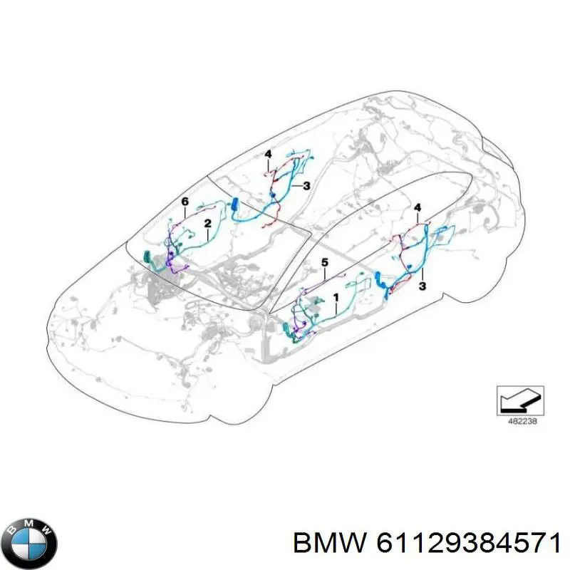 61129384571 BMW Джгут проводів передньої двері