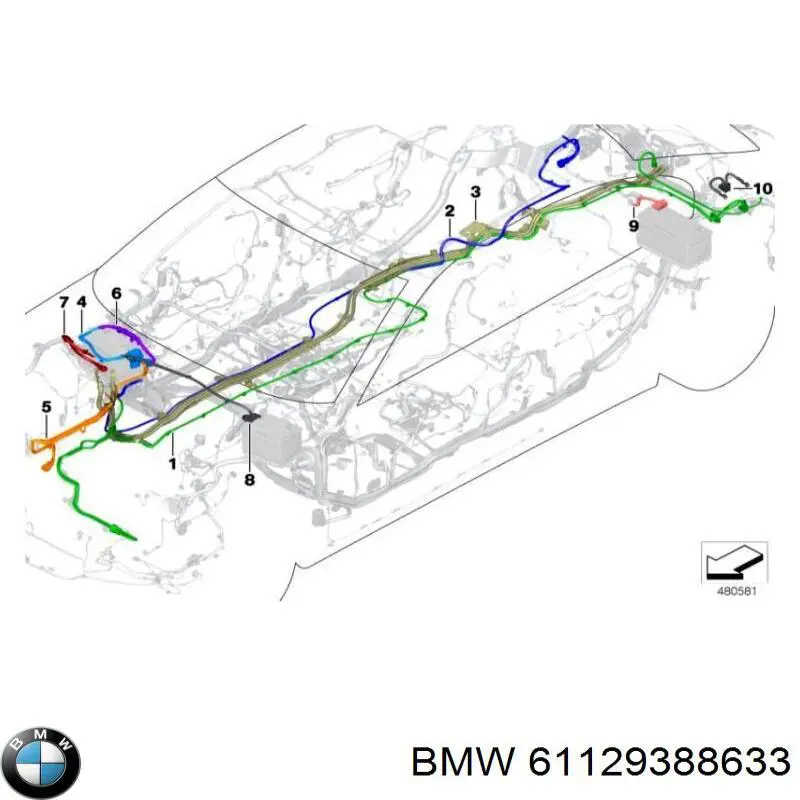 61129388633 BMW Кабель плюсової клеми акумулятора (АКБ)