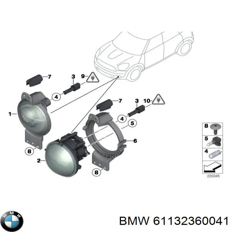 61132360041 BMW Роз'єм (фішка) протитуманної фари