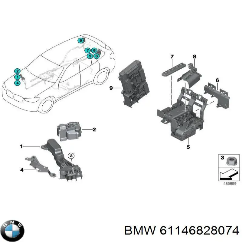Блок запобіжників задній, салонний BMW 61146828074 ціна, від 17.29 USD