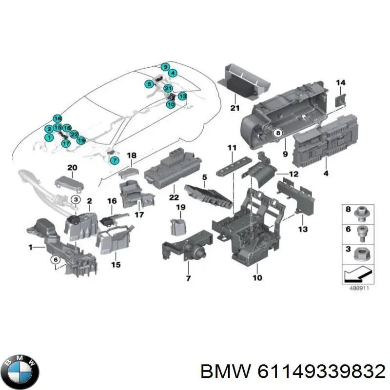 Блок запобіжників задній, салонний на BMW 5 (G31)