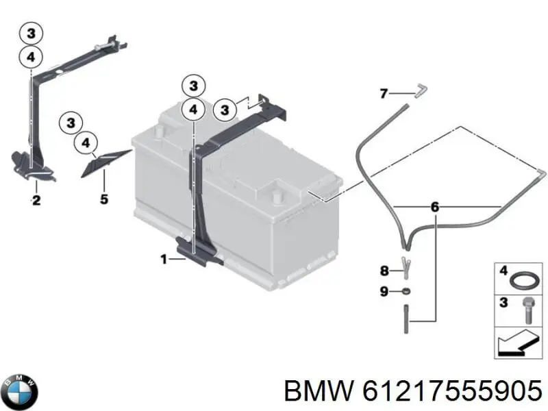 61217555905 BMW Кріплення / підставка акумулятора