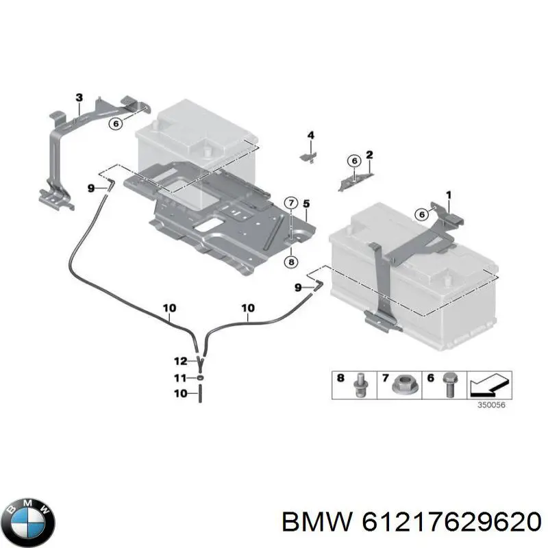 Кріплення / підставка акумулятора (АКБ) BMW 61217629620 ціна, від 17.10 USD