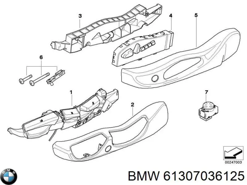 Блок кнопок механізму регулювання сидінь, лівий BMW 61317036125 ціна, від 126.69 USD
