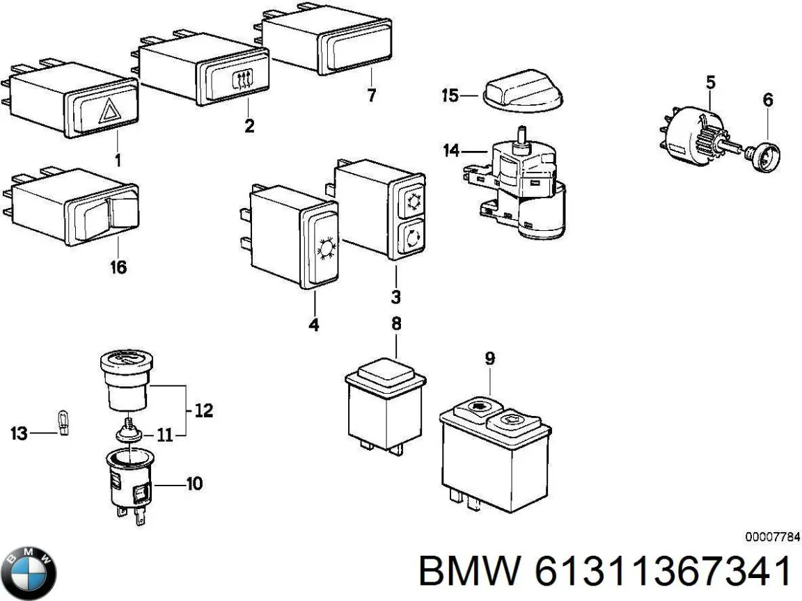 Купити 61311367341 BMW Кнопка включення аварійного сигналу