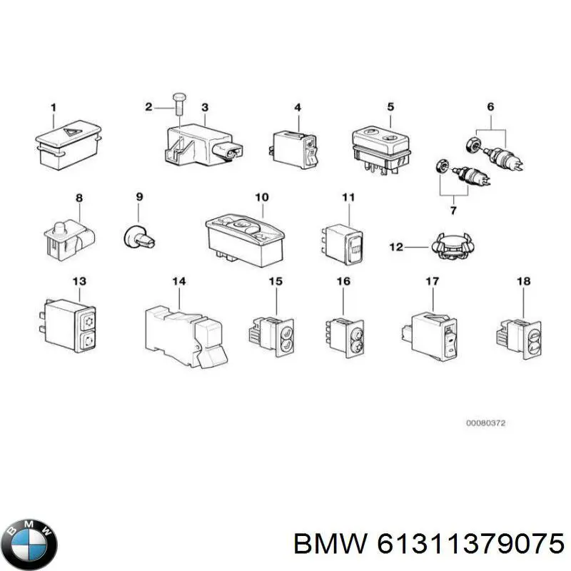 61311379075 BMW Кнопки переднього лівого склопід'ємника