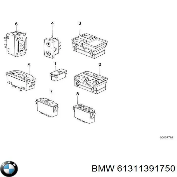 Купити 61311384480 BMW Кнопка вмикання обігріву заднього скла