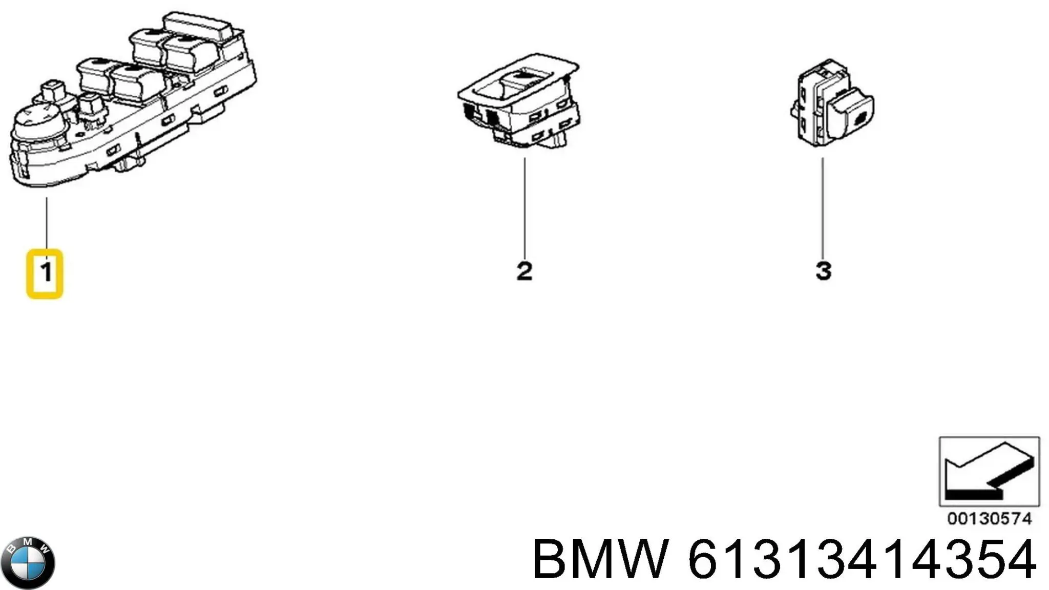 Кнопковий блок керування склопідіймачами передній лівий 61313413430 BMW